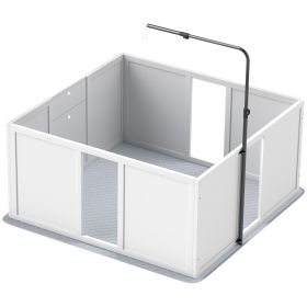 PawHut Whelping Box for Dogs with Retractable Light Stand, Washable Waterproof Pee Pad & Adjustable Door, 39" x 38" x 19"
