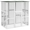PawHut Outdoor Cat House Big Catio Wooden Feral Cat Shelter Enclosure w/ Large Spacious Interior, 6 High Ledges, Weather Protection Roof, 71" L, White