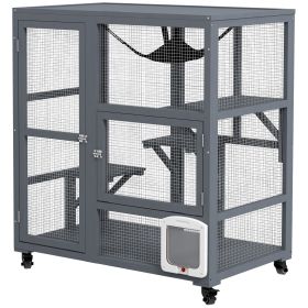 PawHut Cat House Indoor Enclosure on Wheels with Openable Top 39 Brown