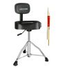 Drum Throne Padded Guitar Stool with Backrest Hydraulic Height Adjustable Music Chair For Adults And Kids w Anti Slip Rubber Feet - DS CH BLK REST-LVR