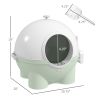 PawHut Hooded Cat Litter Box Covered Scoop Leaking Sand Pedal Top Handle Light Green
