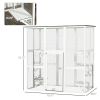PawHut Outdoor Cat House Big Catio Wooden Feral Cat Shelter Enclosure w/ Large Spacious Interior, 6 High Ledges, Weather Protection Roof, 71" L, White