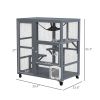 PawHut Cat House Indoor Enclosure on Wheels with Openable Top 39 Brown