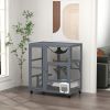 PawHut Cat House Indoor Enclosure on Wheels with Openable Top 39 Brown