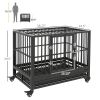 PawHut Heavy Duty Dog Cage 36 Metal Kennel with Lockable Wheels Double Door Removable Tray Gray