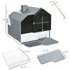 PawHut Hooded Cat Litter Box Furniture Gray Particle Catching Drawer Type Pan Scoop Easy Cleaning